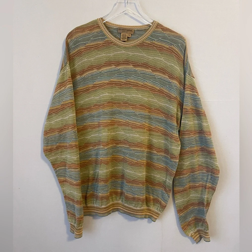 Vintage 3D Pima Mercerized Cotton Landscape Sweater XL‎